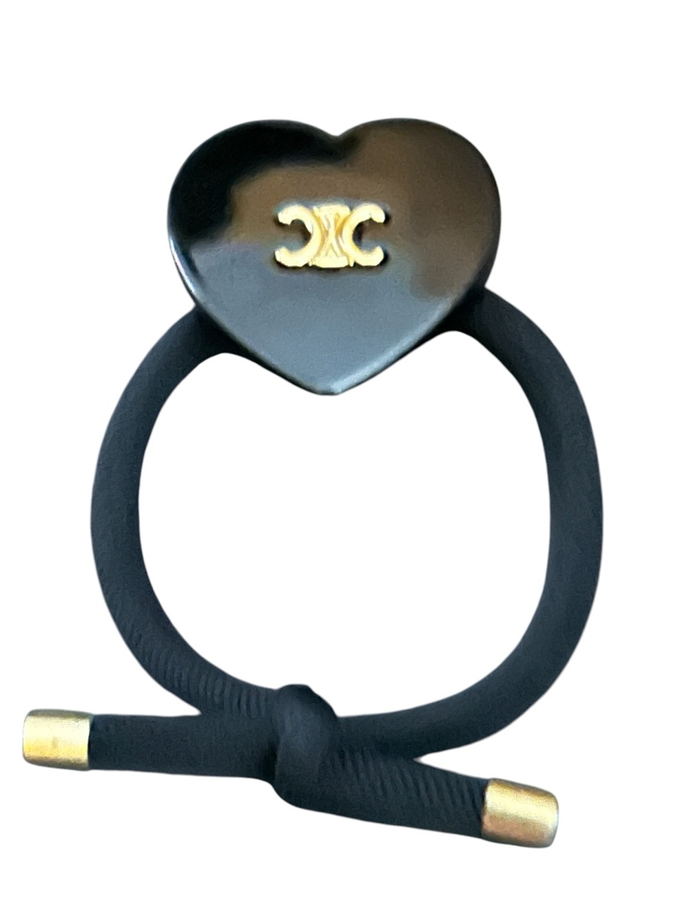 Black Heart Hair Tie with Gold Accent